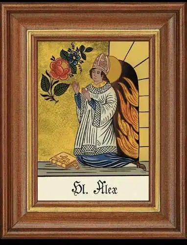 Hinterglasbild heiliger alex patronatsbild taufe namenspatron  12,7x16