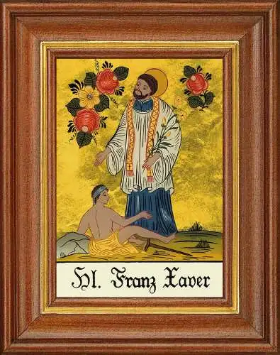 Hinterglasbild - heiliger franz xaver - patronatsbild taufe namenspatron 12,7x16