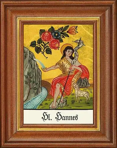 Hinterglasbild - heiliger hannes - patronatsbild taufe namenspatron 12,7x16