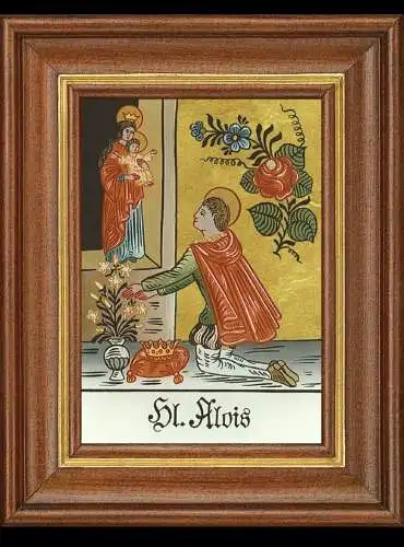 Hinterglasbild heiliger alois patronatsbild taufe namenspatron  12,7x16