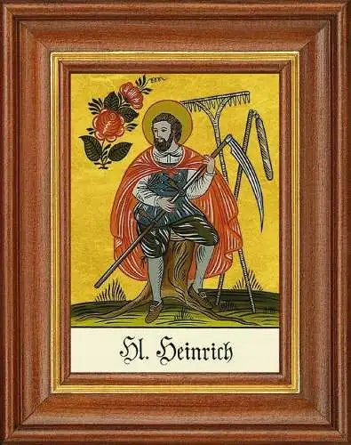 Hinterglasbild - hl.heinrich v. bozen - patronatsbild taufe namenspatron 12,7x16