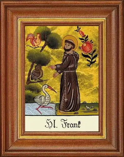 Hinterglasbild - heiliger frank - patronatsbild taufe namenspatron 12,7x16