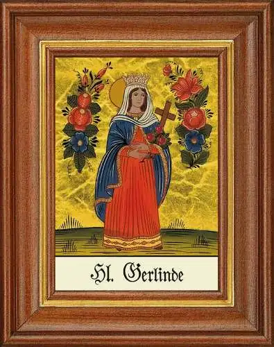 Hinterglasbild - heilige gerlinde - patronatsbild taufe namenspatron 12,7x16