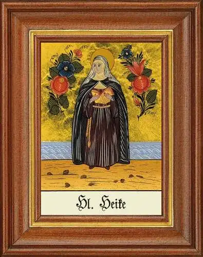 Hinterglasbild - heilige heike - patronatsbild taufe namenspatron 12,7x16