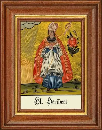 Hinterglasbild - heiliger heribert - patronatsbild taufe namenspatron 12,7x16