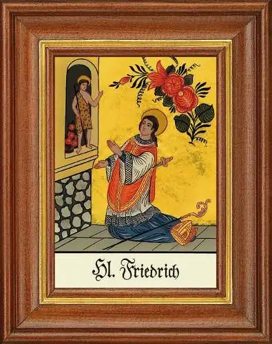 Hinterglasbild - heiliger friedrich - patronatsbild taufe namenspatron 12,7x16