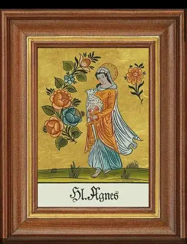 Hinterglasbild heilige agnes patronatsbild taufe namenspatron  12,7x16