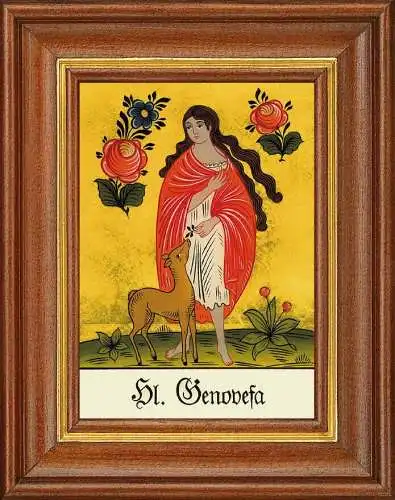 Hinterglasbild - heilige genovefa - patronatsbild taufe namenspatron 12,7x16