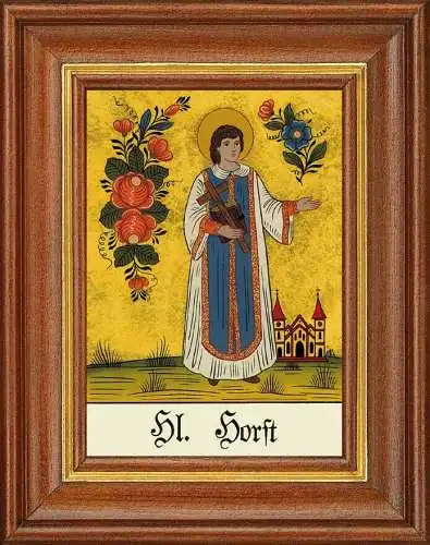 Hinterglasbild - heiliger horst - patronatsbild taufe namenspatron 12,7x16