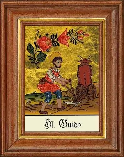 Hinterglasbild - heiliger guido - patronatsbild taufe namenspatron 12,7x16