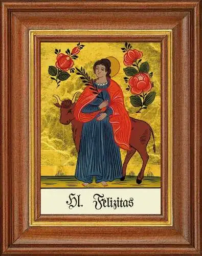 Hinterglasbild - heilige felizitas - patronatsbild taufe namenspatron 12,7x16