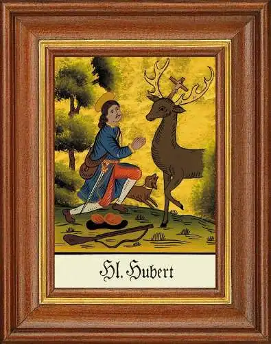 Hinterglasbild - heiliger hubert - patronatsbild taufe namenspatron 12,7x16