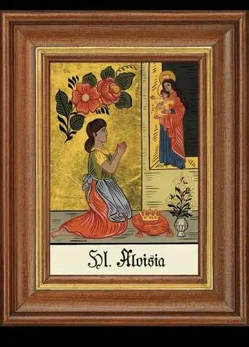 Hinterglasbild heilige aloisia patronatsbild taufe namenspatron  12,7x16