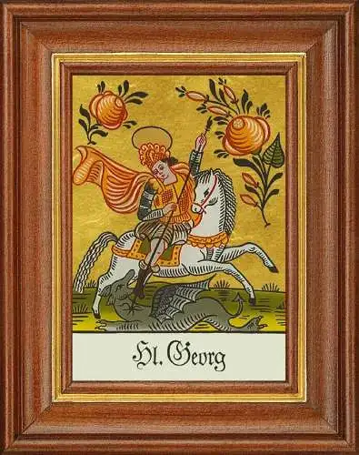 Hinterglasbild - heiliger georg - patronatsbild taufe namenspatron 12,7x16