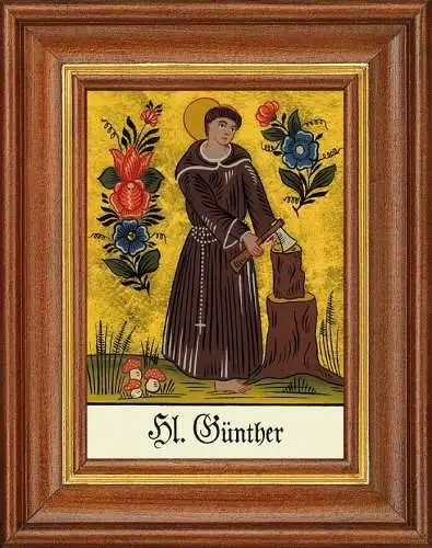 Hinterglasbild - heiliger günther - patronatsbild taufe namenspatron 12,7x16
