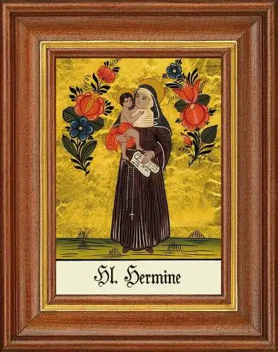 Hinterglasbild - heilige hermine - patronatsbild taufe namenspatron 12,7x16