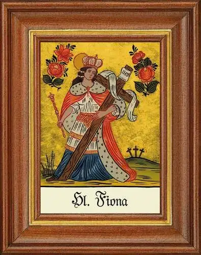 Hinterglasbild - heilige fiona - patronatsbild taufe namenspatron 12,7x16