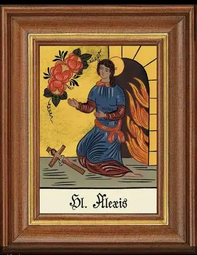 Hinterglasbild heilige alexis patronatsbild taufe namenspatron  12,7x16