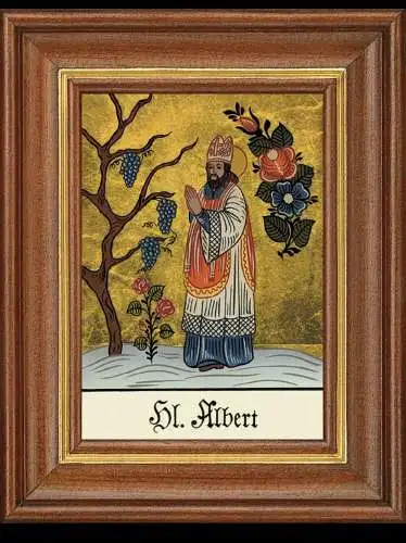Hinterglasbild heiliger albert patronatsbild taufe namenspatron  12,7x16