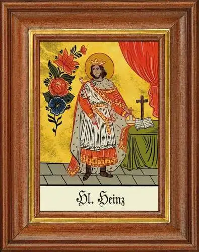 Hinterglasbild - heiliger heinz - patronatsbild taufe namenspatron 12,7x16