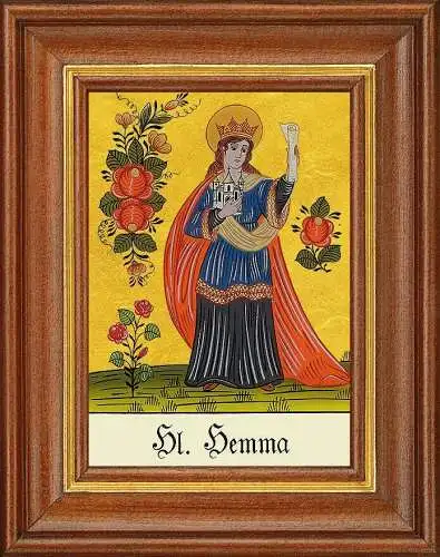 Hinterglasbild - heilige hemma - patronatsbild taufe namenspatron 12,7x16