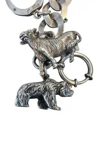 Highlight Charivari Kette Silber 13 Anhänger Tiere Silber Kette 22 cm gepunzt