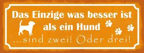 Schild das einzige was besser ist als ein hund sind 2 oder 3 27x10 blech od.holz