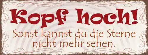 Schild Kopf Hoch Sonst Kannst Du Die Sterne Nicht Mehr Sehen 27x10 Blech od.Holz