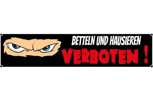 Schild Betteln Hausieren Verboten Tür Verkauf Geld Spende 46 x 10 Blech od. Holz