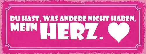 Schild Du Hast Was Andere Nicht Haben Mein Herz Liebe Ehe 27x10 Blech od.Holz