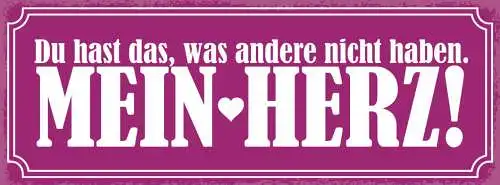 Schild Du Hast Was Andere Nicht Haben Mein Herz Liebe Ehe 27x10 Blech od.Holz