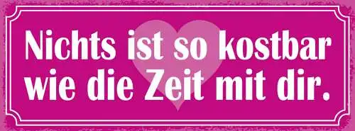 Schild Nichts Ist So Kostbar Wie Die Zeit Mit Dir Liebe Ehe 27x10 Blech od.Holz