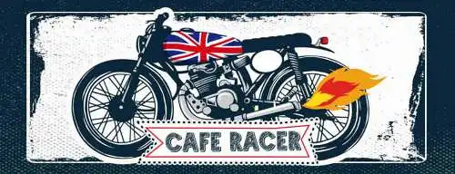 Schild Cafe Racer Motorrad Custom Bike Biker Moped UK GB 27x10 Blech od.Holz