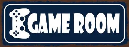 Schild Game Room Videospiele Gaming Games Zimmer Raum 27x10 Blech od.Holz