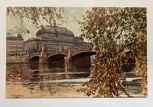 Prag Praha National Theater Gebäude Stadt Fluss Brücke Tschechien 705 K TH