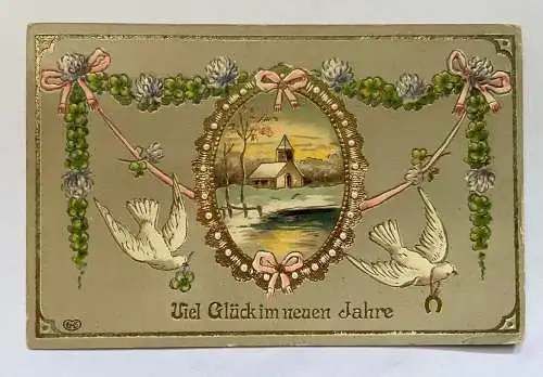 Viel Glück Im Neuen Jahr Silvester Schnee Winter Kirche Taube 650458 K TH
