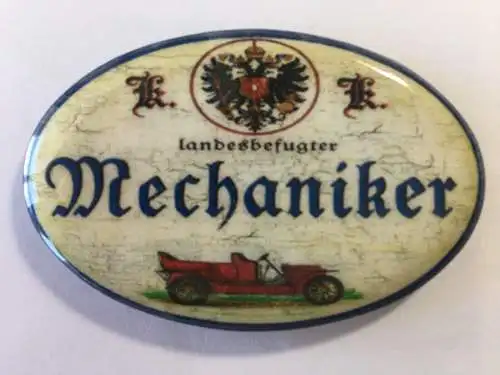 Nostalgie flaschenöffner magnet landesbefugter mechaniker auto oldtimer