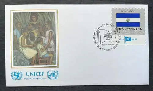 Brief Unicef FDC Flagge El Salvador Escuela Rural Minero ca.16,4x9,3cm 410305 PR