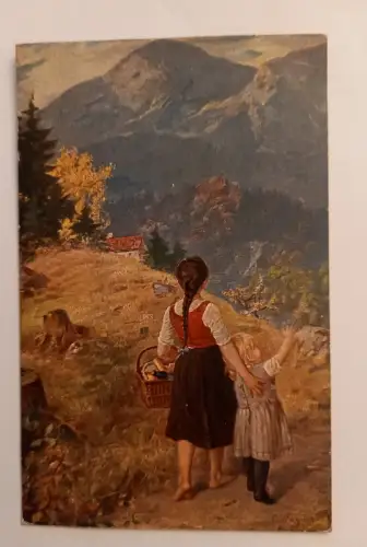 Künstlerkarte zwei Mädchen 500085A gr D