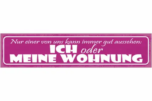 Schild nur einer von uns kann immer gut aussehen ich oder meine wohnung 46 x 10