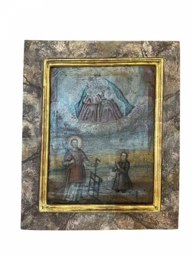 EX VOTO Heiligenbild  Votivbild Hl. Laurentius 39x47 datiert 1759 Selten Rar
