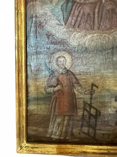 EX VOTO Heiligenbild  Votivbild Hl. Laurentius 39x47 datiert 1759 Mariapfarr