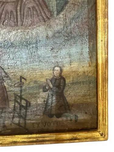 EX VOTO Heiligenbild  Votivbild Hl. Laurentius 39x47 datiert 1759 Mariapfarr