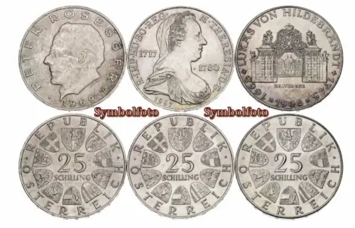 25 Schilling Silber Münzen div.  Jahrgänge Silber kostenloser Versand  A und D