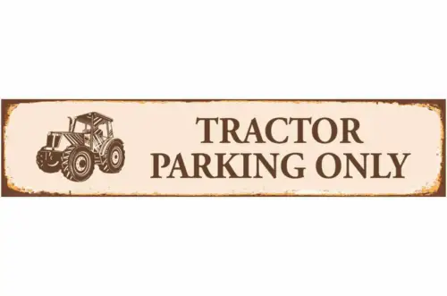 Schild tractor parking traktor parkplatz parken bauer 46 x 10 blech od. holz