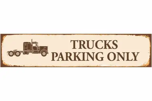 Schild trucks parking lkw lastwagen parkplatz parken 46 x 10 blech od. holz