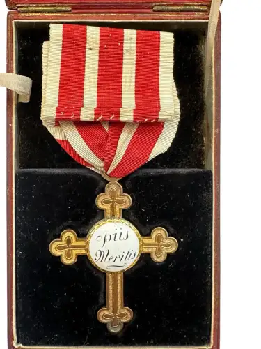 KuK Verdienstkreuz Piis Meritis Etui Reliquien Beiblatt Clemens Maria Hofbauer