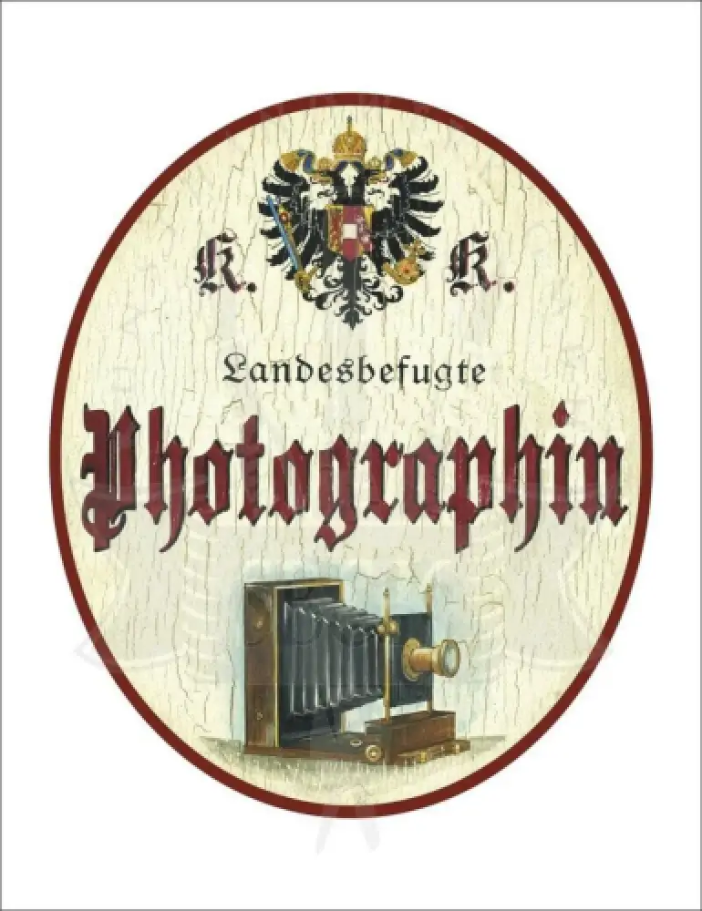 KuK Nostalgie Holzschild - Landesbefugte Photographin -Fotoapparat Fotokamera 0