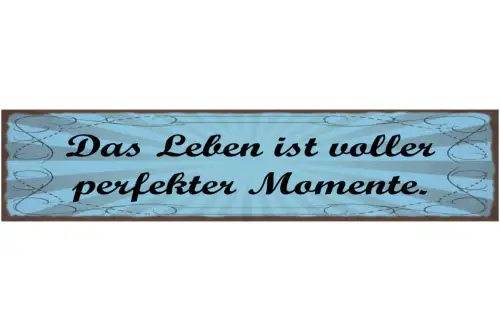 Schild Das Leben Ist Voller Perfekter Momente 46 x 10 Blech od. Holz
