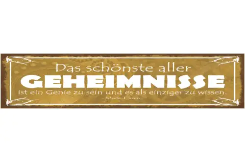 Schild Das Schönste Aller Geheimnisse Ein Genie Zu Sein Als Einziger Zu Wissen